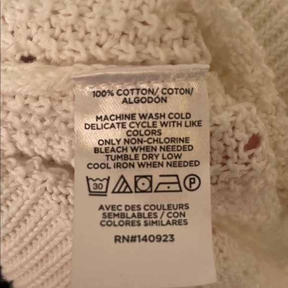 LOFT White Sweater with Black Trim, Collar, and Bow Sz M 100% Cotton - Picture 3 of 8